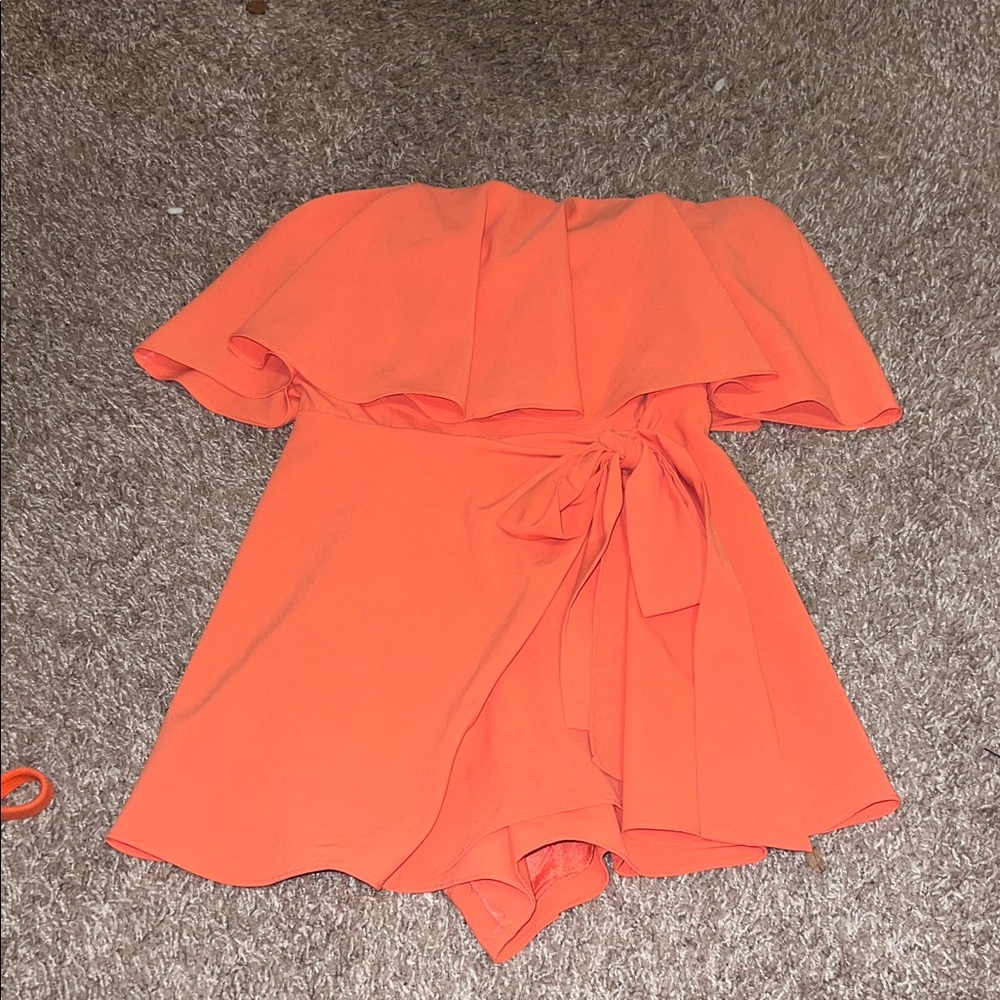 Orange Strapless Romper